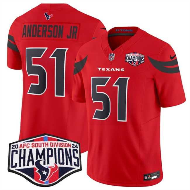 Mens Houston Texans #51 Will Anderson Jr. Red F.U.S.E. 2024 AFC South Division Champions Vapor Limited Stitched Jersey